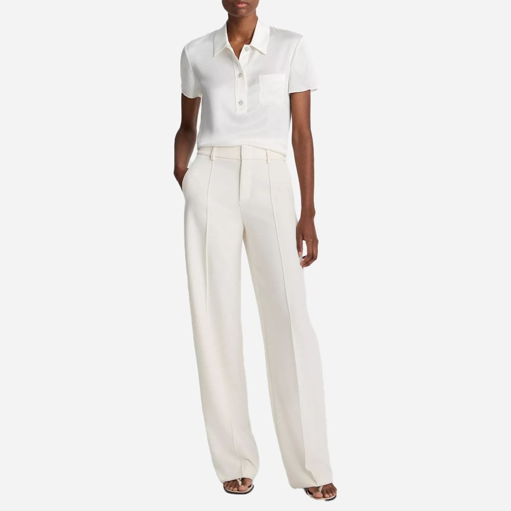 Silk Short-Sleeve Polo Shirt - Off White
