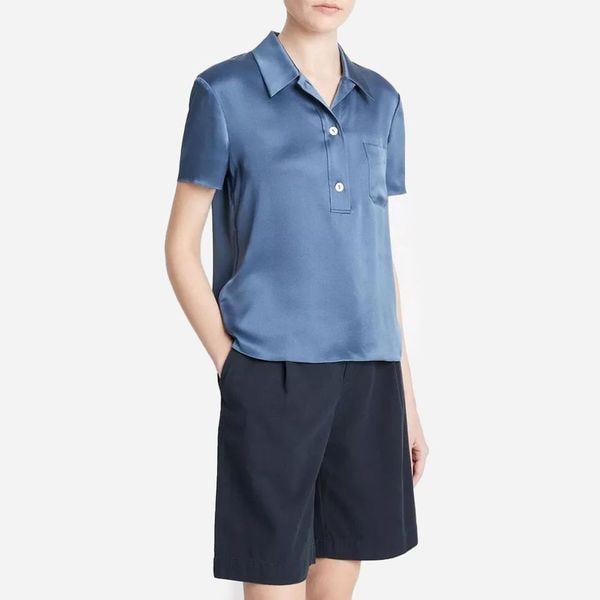 Silk Short-Sleeve Polo Shirt - Riverbed