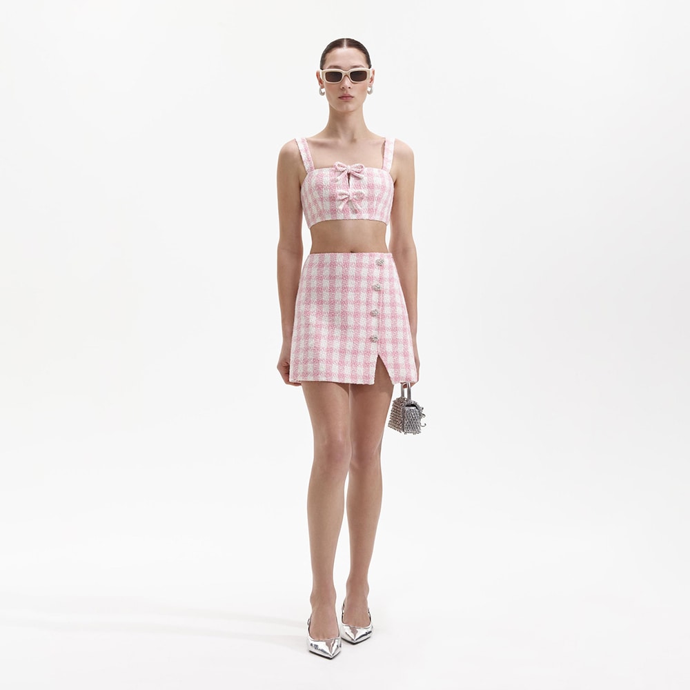Boucle Mini Skirt - Pink Check
