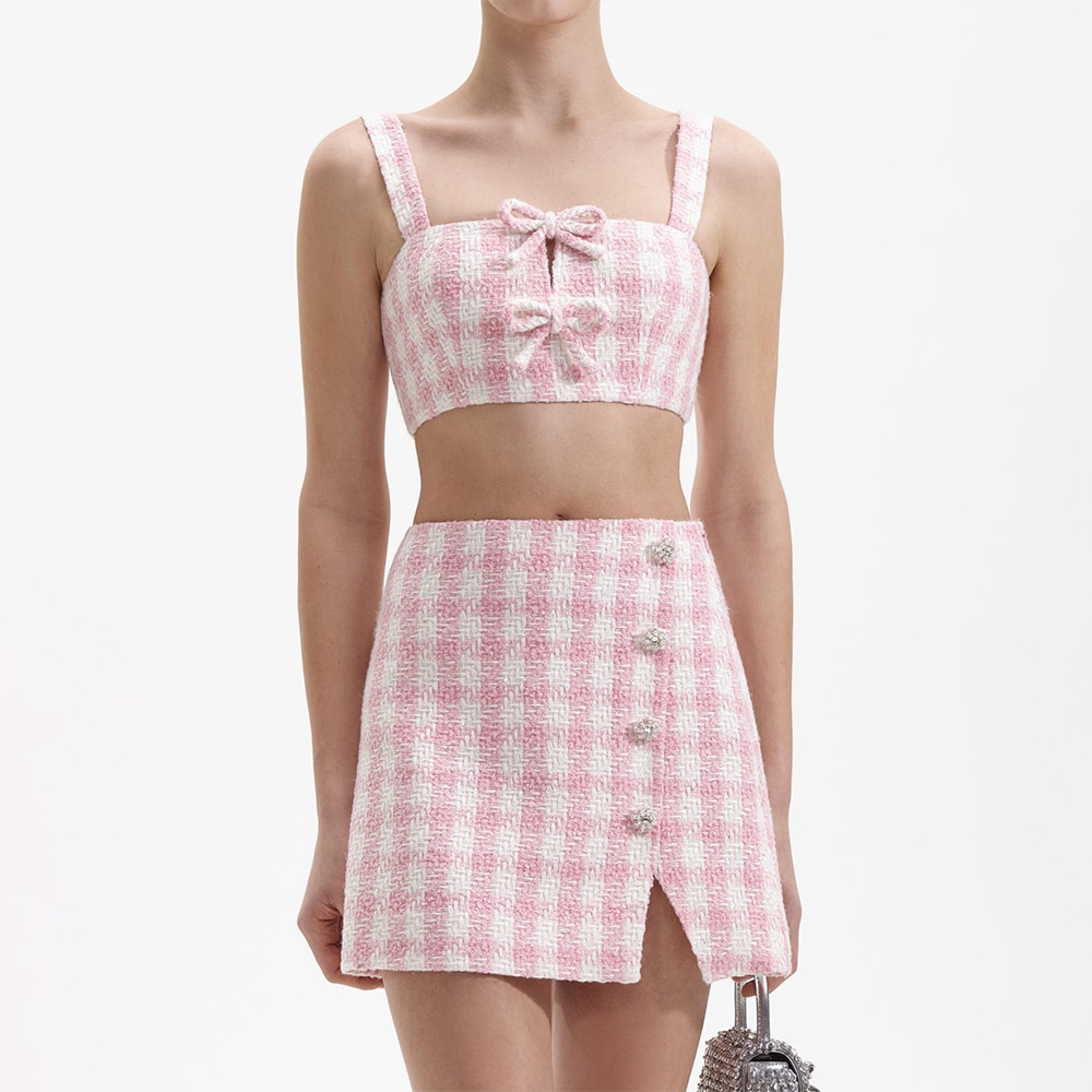 Boucle Mini Skirt - Pink Check