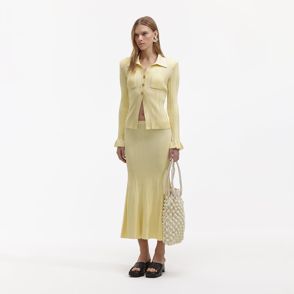 Ribbed Knit Skirt - Yellow