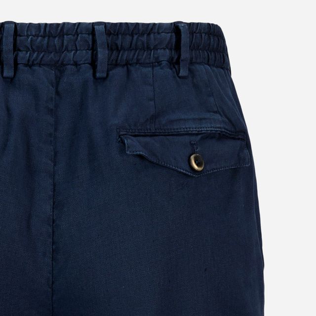 Jogger Linen-Cotton Shorts - Navy