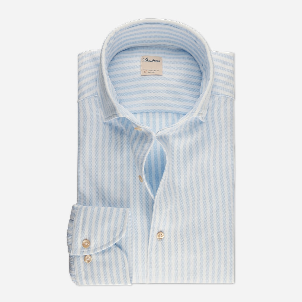Fitted Body Twill Shirt - Striped Blue-White