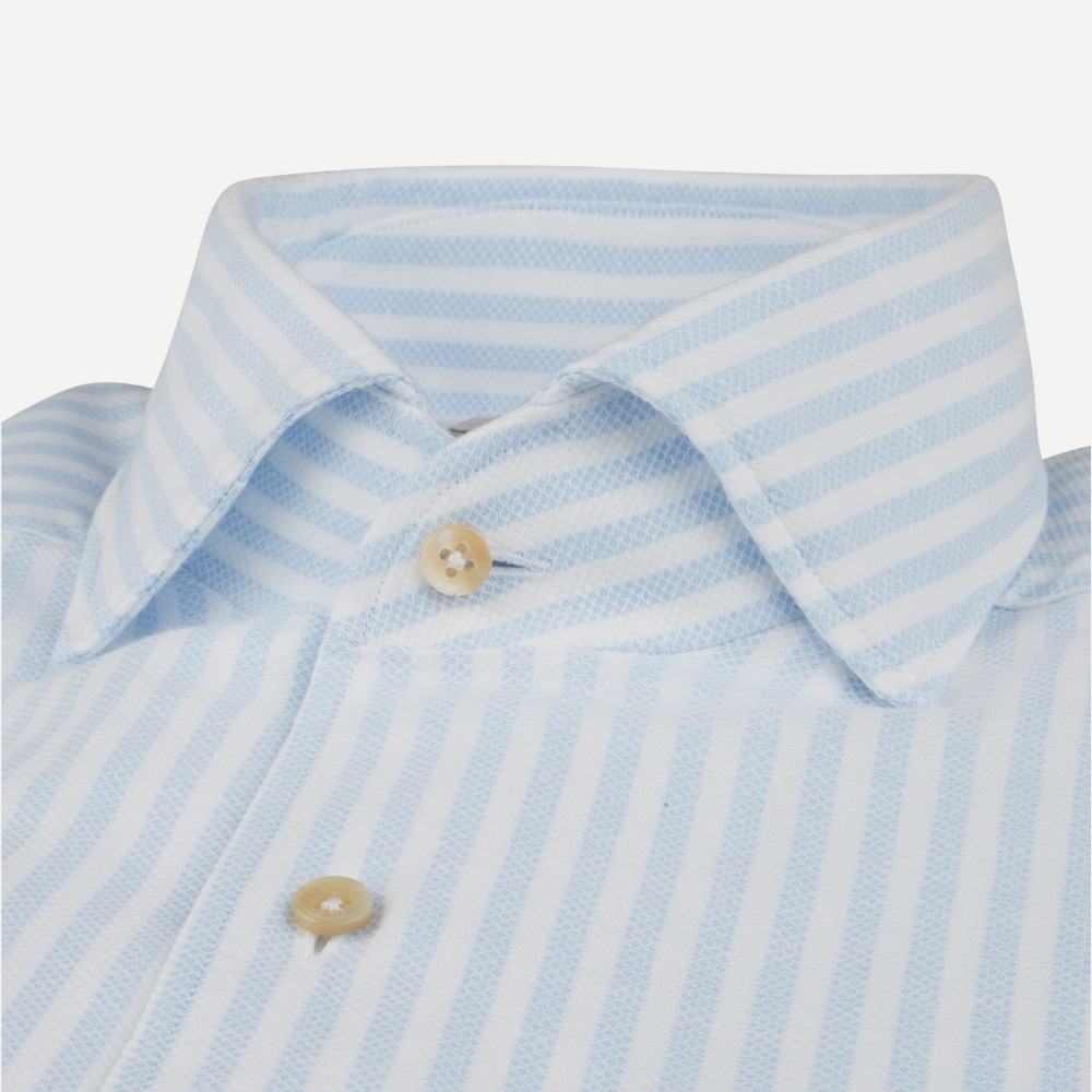 Fitted Body Twill Shirt - Striped Blue-White
