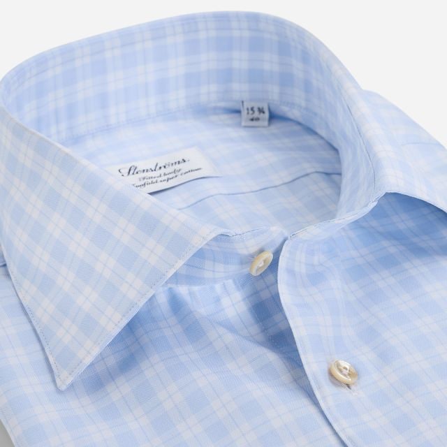 Fitted Body Twill Shirt - Ligth Blue Check
