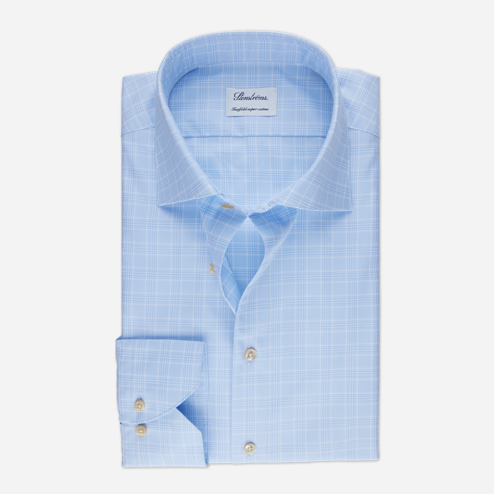 Fitted Body Twill Shirt - Blue Check