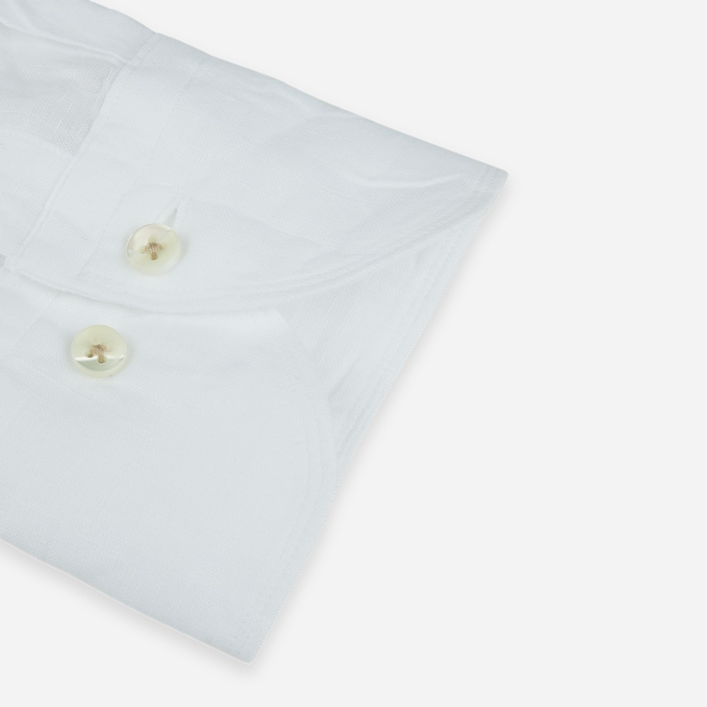 Fitted Body Linen Shirt - White
