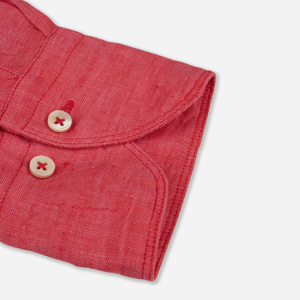 Fitted Body Linen Shirt - Red