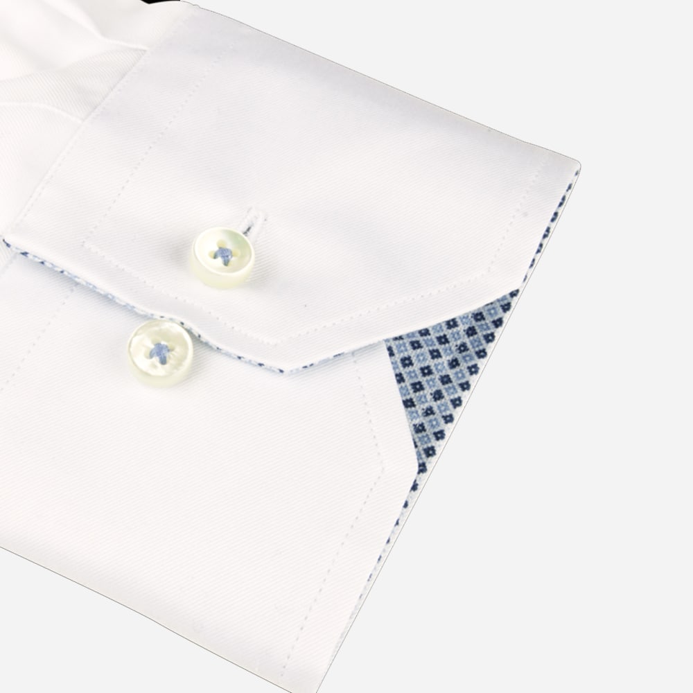 Slimline Contrast Twill Shirt - White
