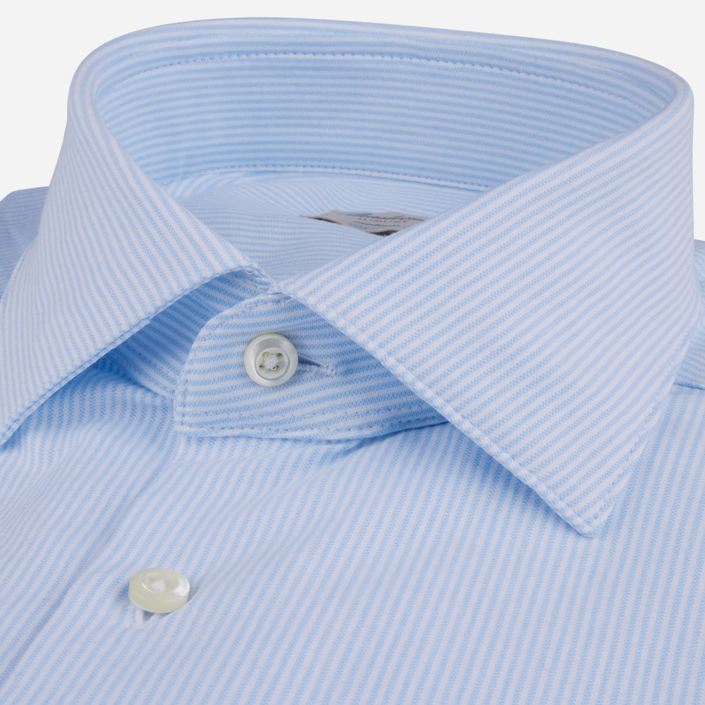 Slimline Jersey Shirt - Blue-White Stripes