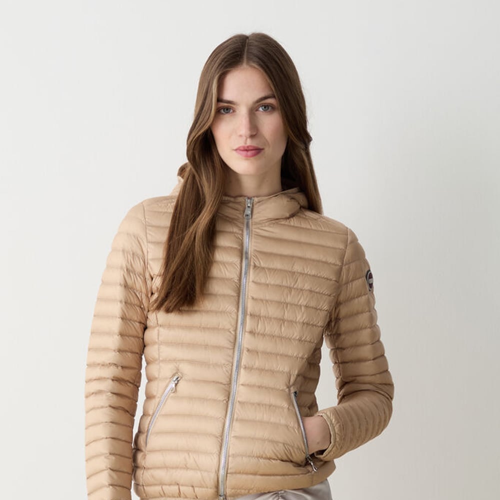 Sporty Hooded Down Jacket - Taupe