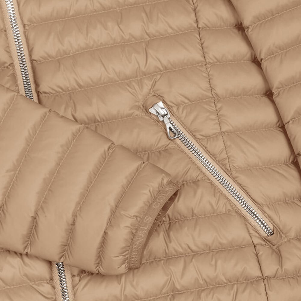 Sporty Hooded Down Jacket - Taupe