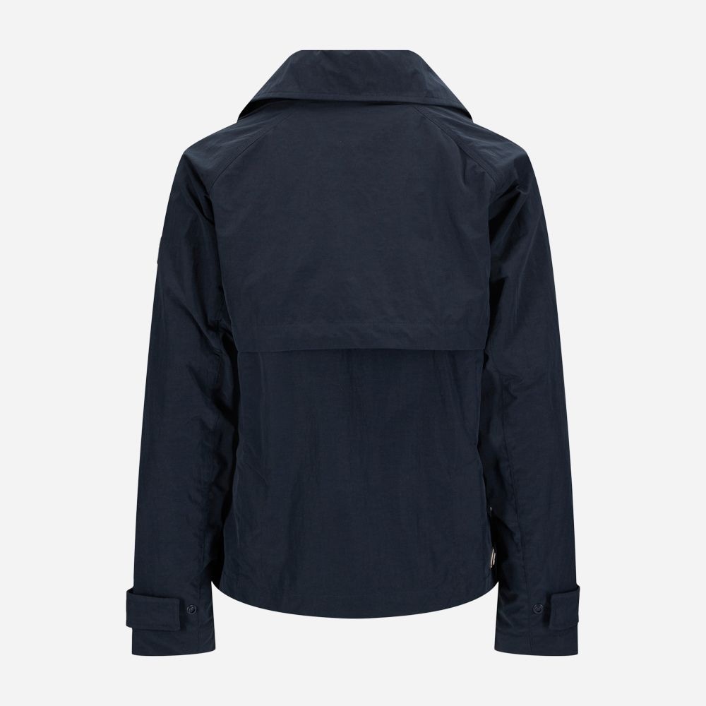 Double-Breasted Cotton-Look Jacket - Navy