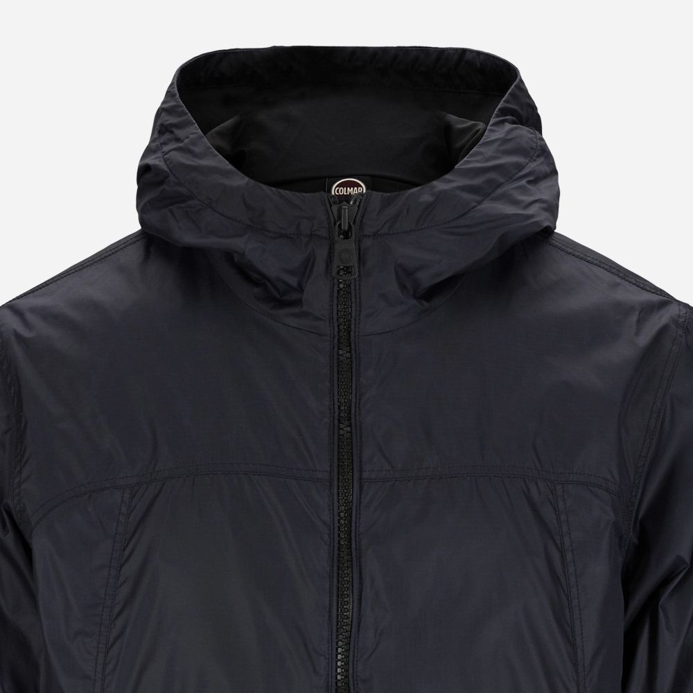 Hooded Waxed Fabric Jacket - Navy