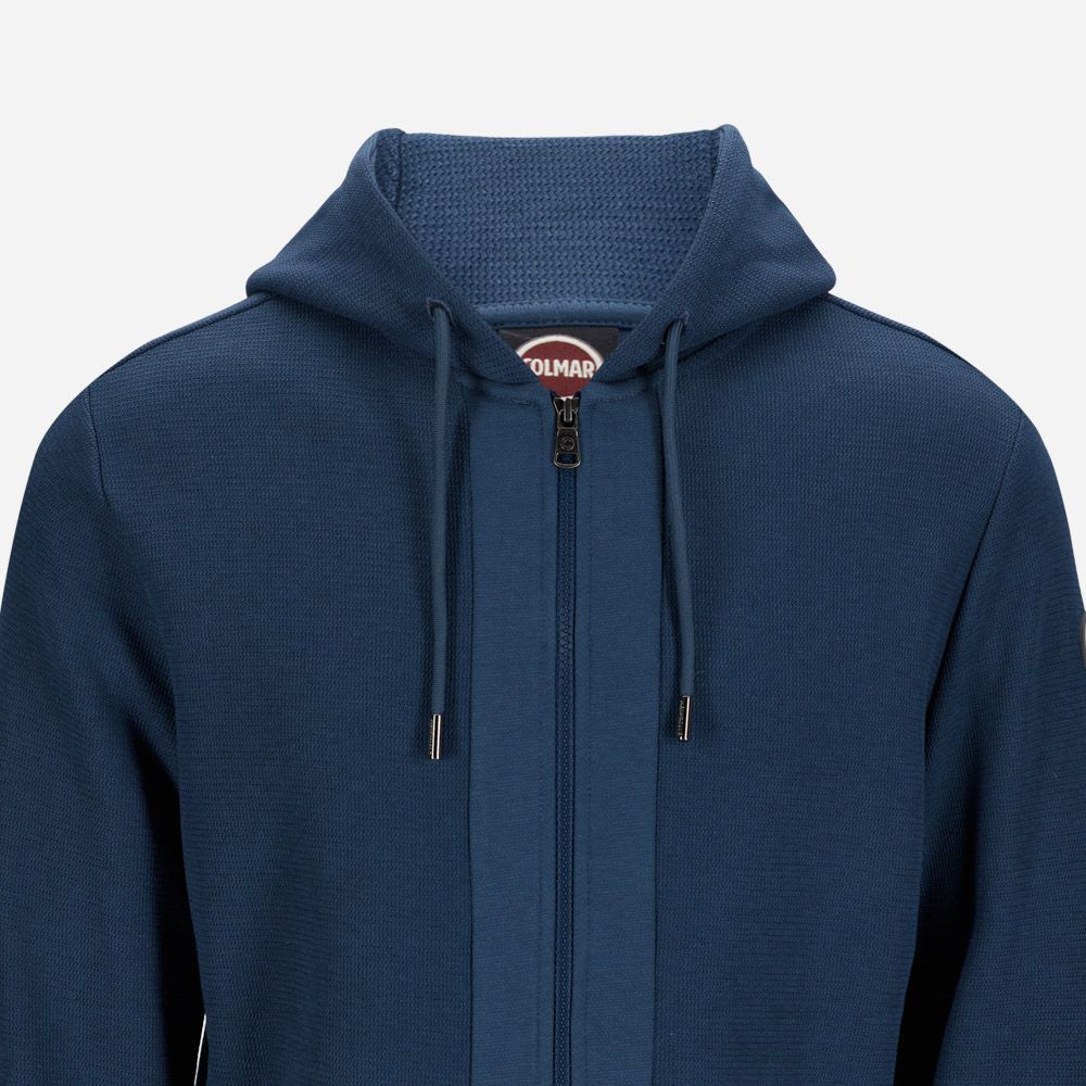 Full Zip Piqué Sweatshirt - Dark Blue