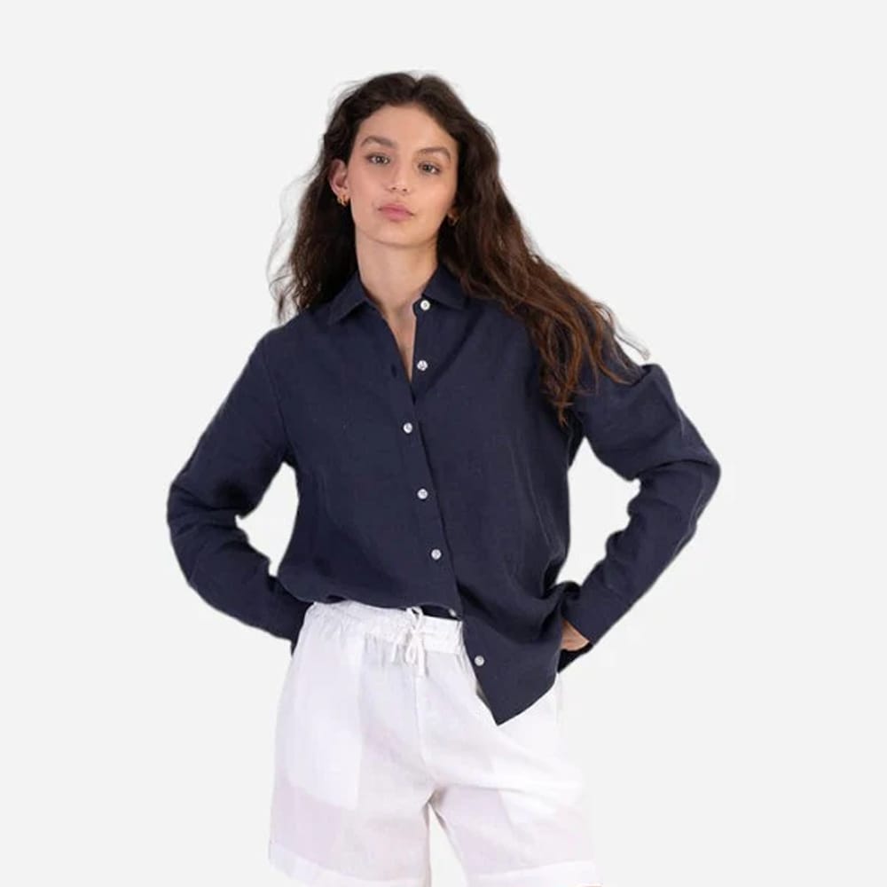 Palma Linen Shirt - Navy