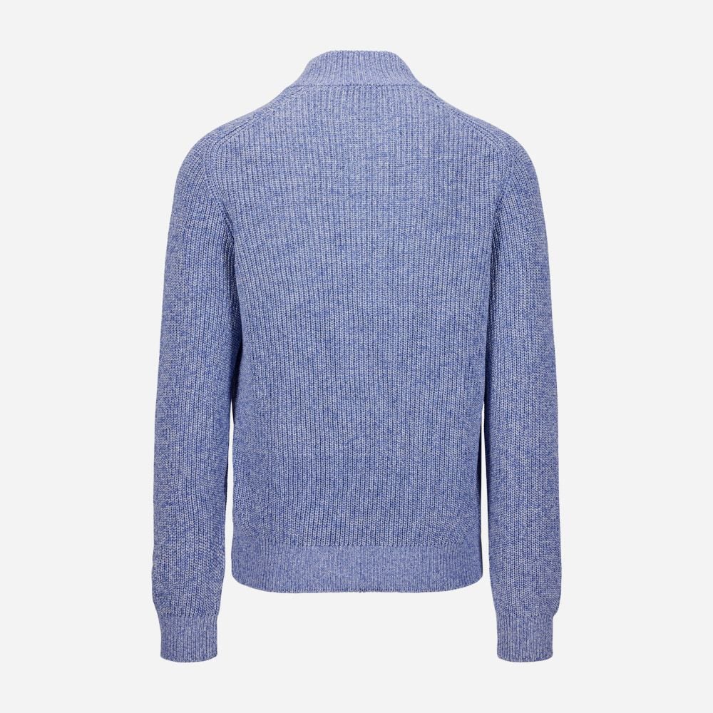 Half Zip Cotton - Blue Melange