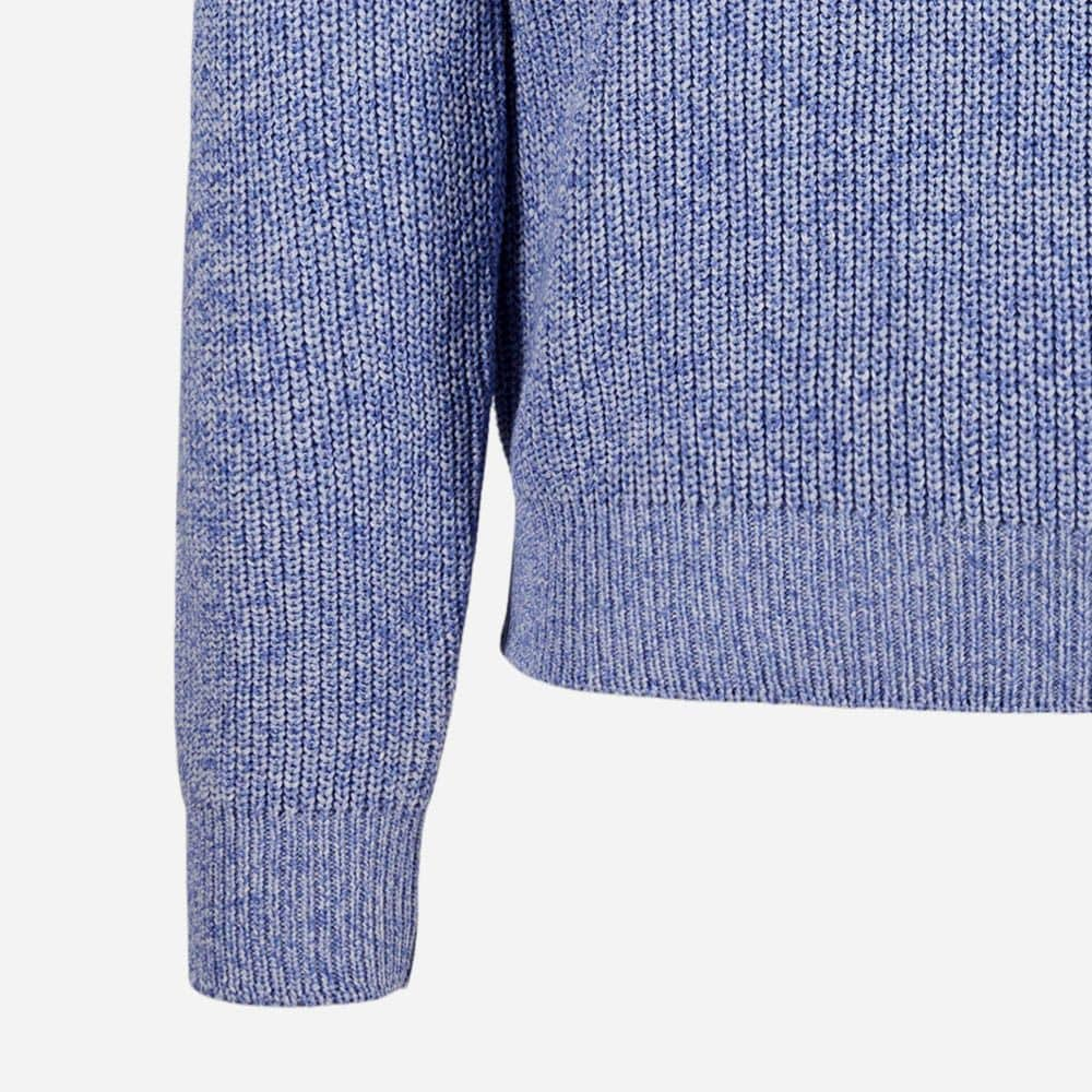 Half Zip Cotton - Blue Melange