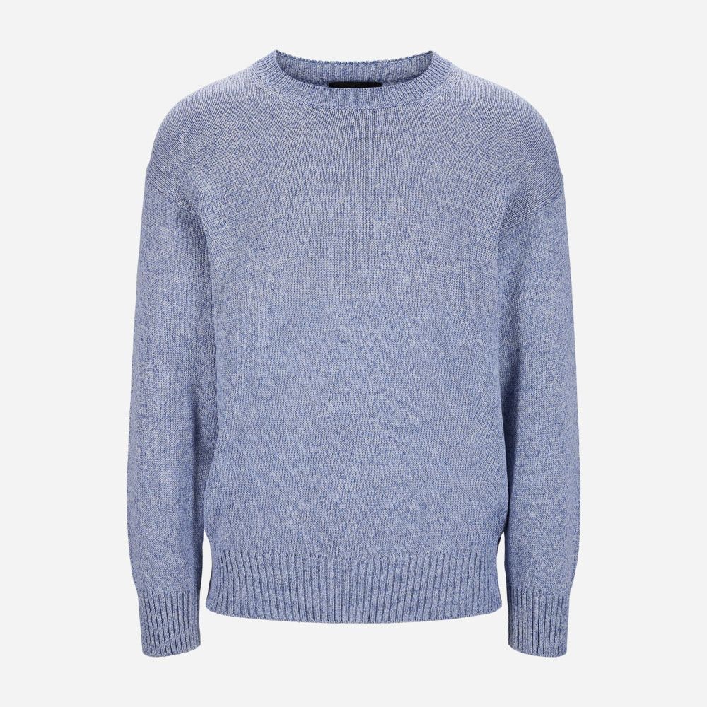 Crew Neck Sweater Cotton - Blue Melange