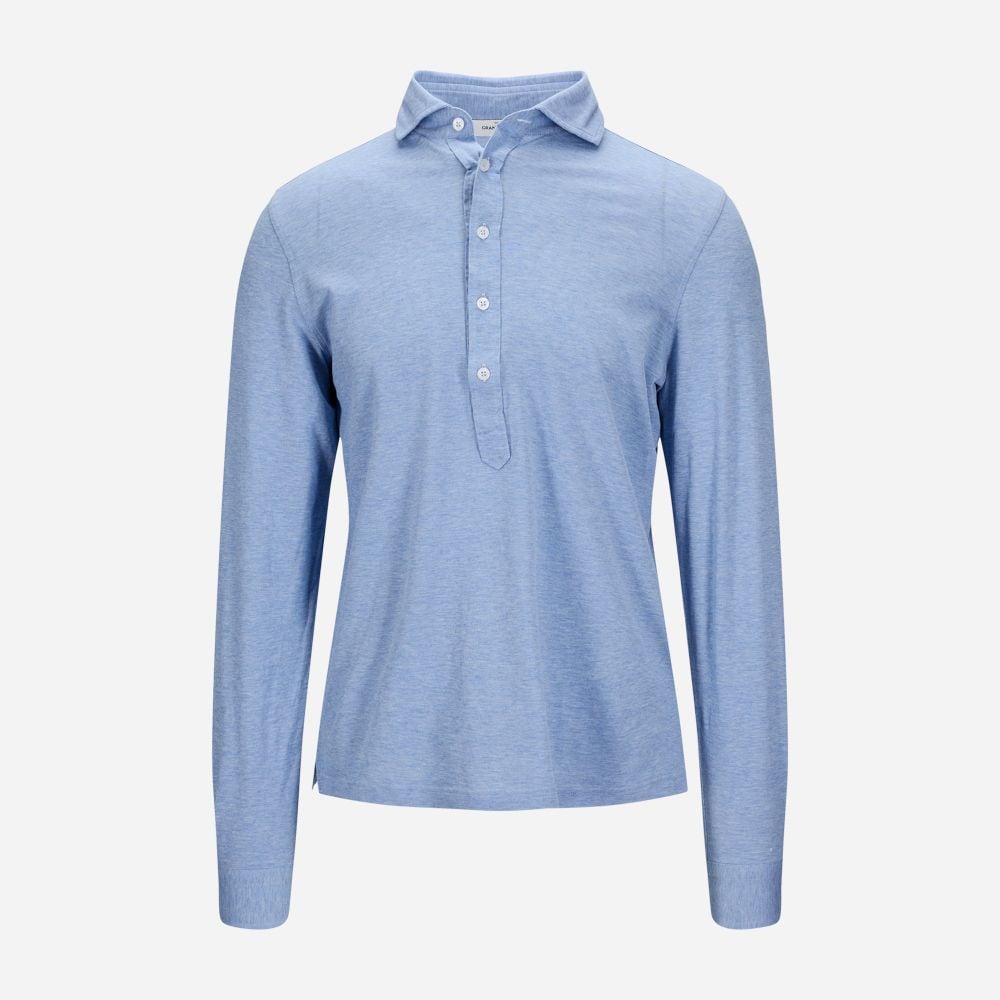 Long Sleeve Pop-Over Shirt - Blue