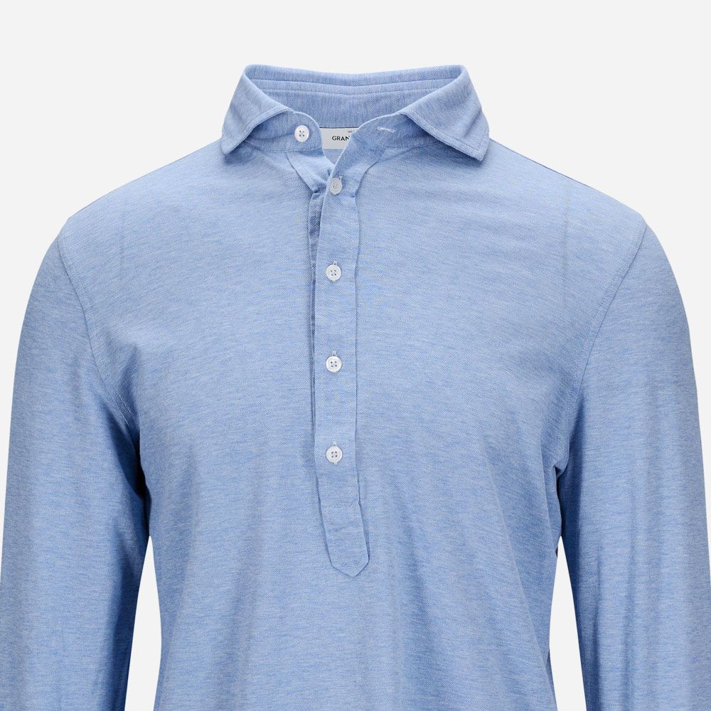 Long Sleeve Pop-Over Shirt - Blue