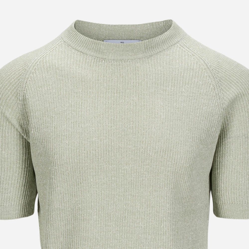Short Sleeve Rib Sweater - Ligth Green