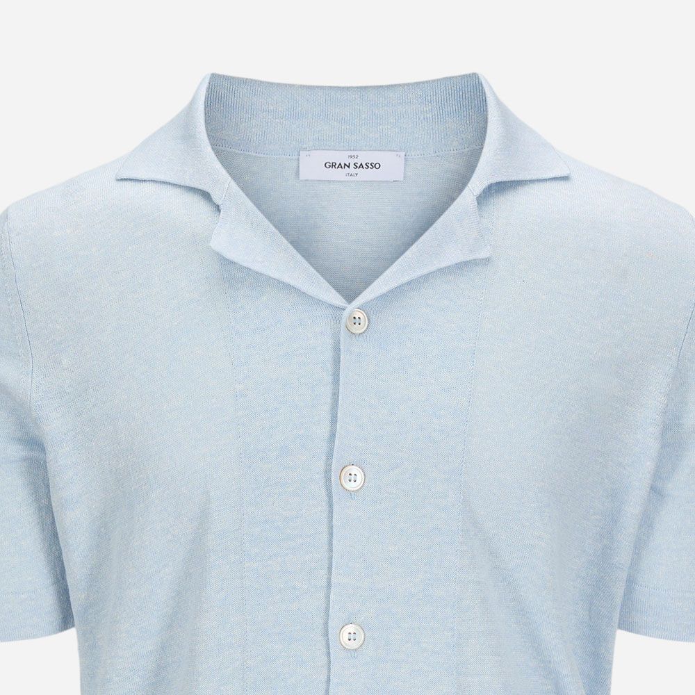 Bowling Shirt Linen - Light Blue