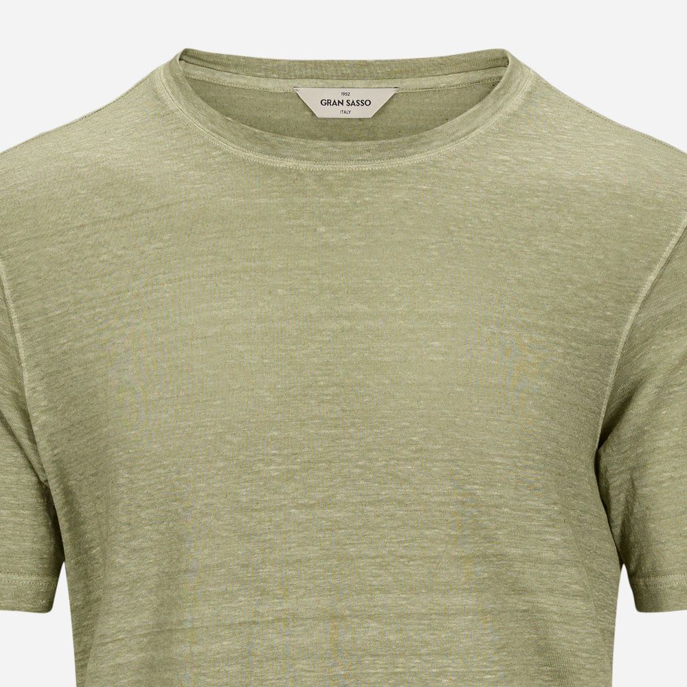 Crew Neck T-Shirt Linen - Light Green