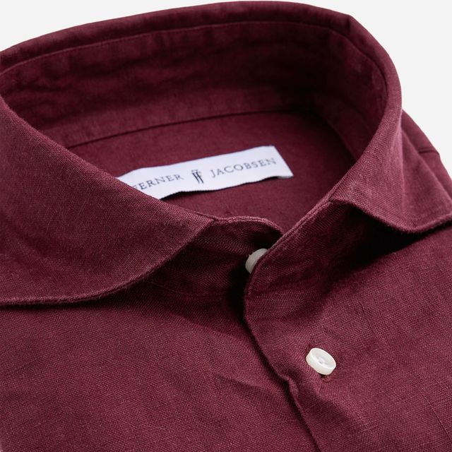 Slim Linen Shirt - Wine Red