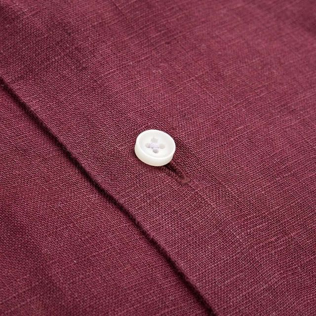 Regular Linen Shirt - Wine Red