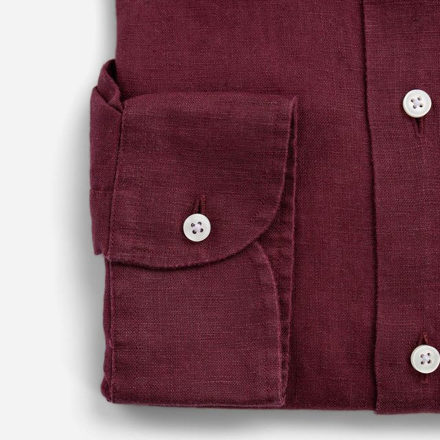 Regular Linen Shirt - Wine Red