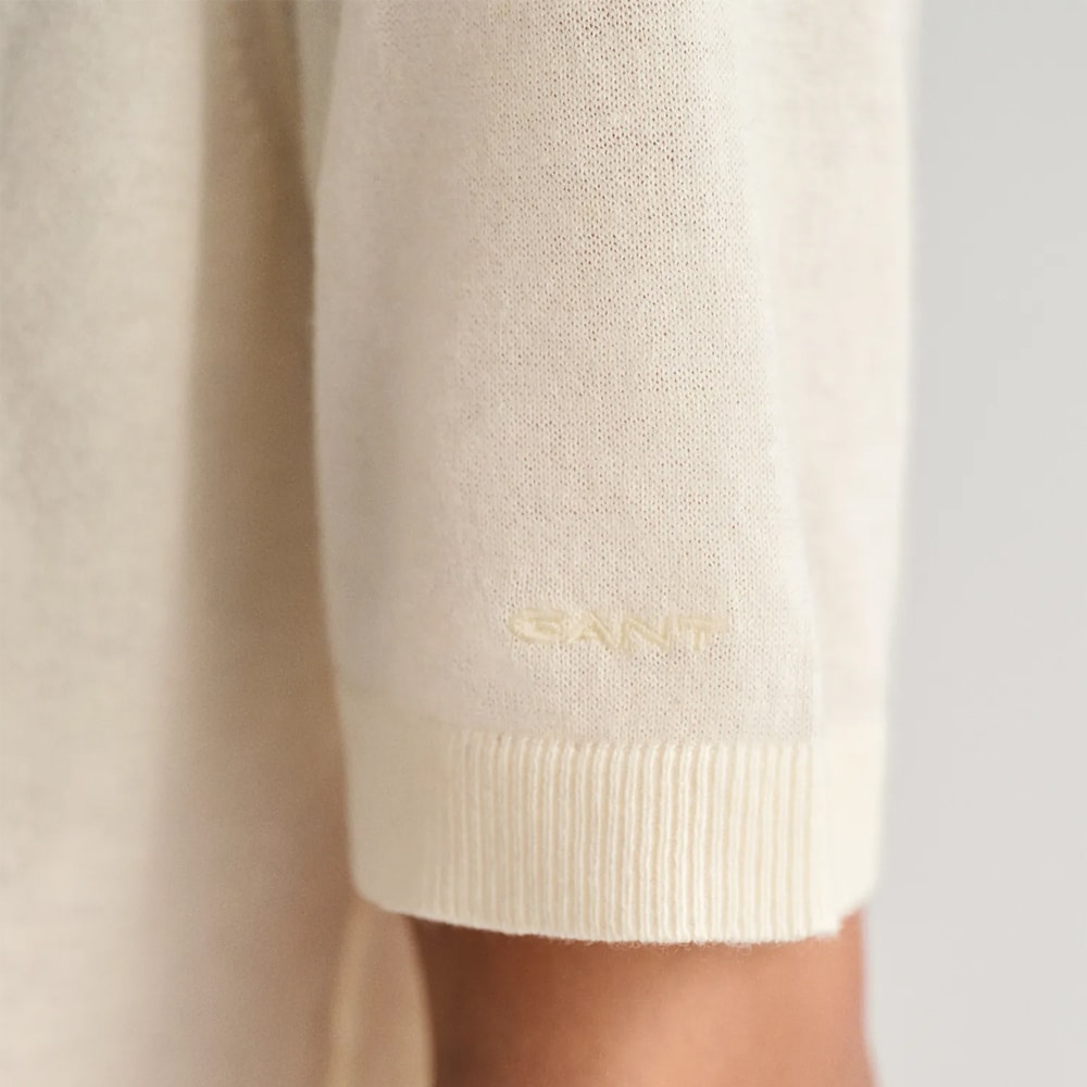 Fine Knit Short Sleeved Rugg - Off White