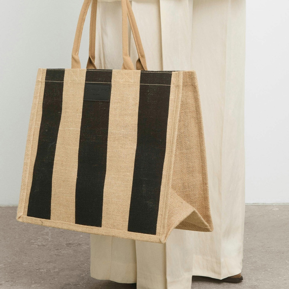Market Bag Large - Black Stripe
