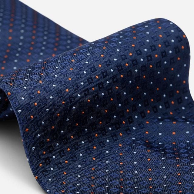 Tie Silk - Dark Blue-Orange