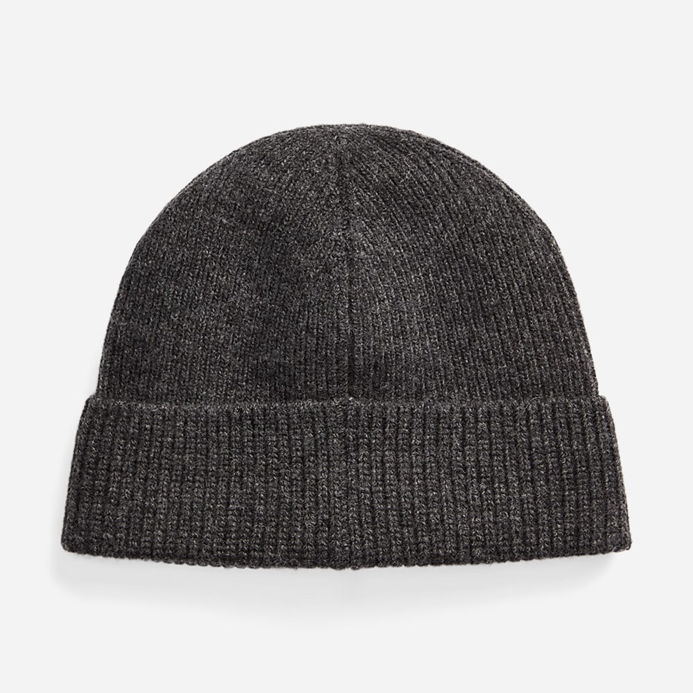 Signature Pony Wool Beanie - Dark Granite Heathr