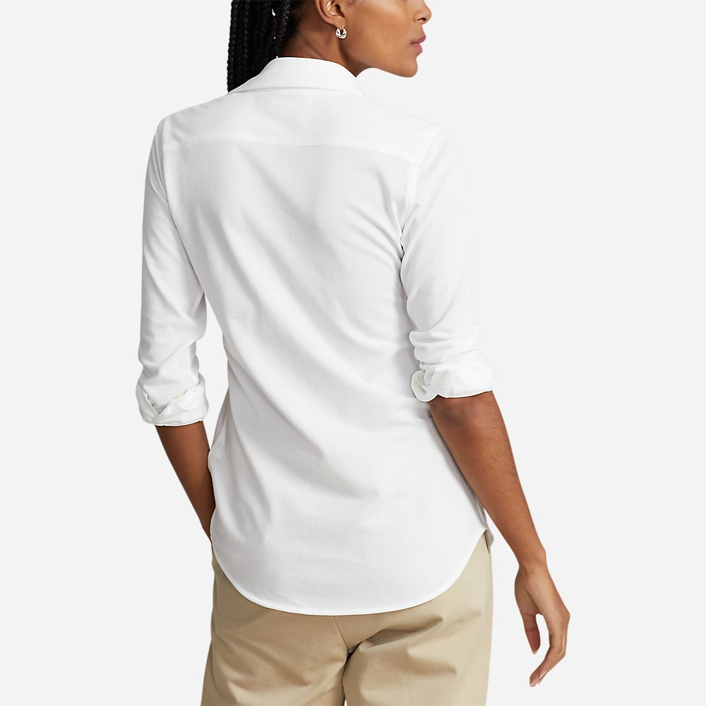 Slim Fit Knit Oxford Shirt - White