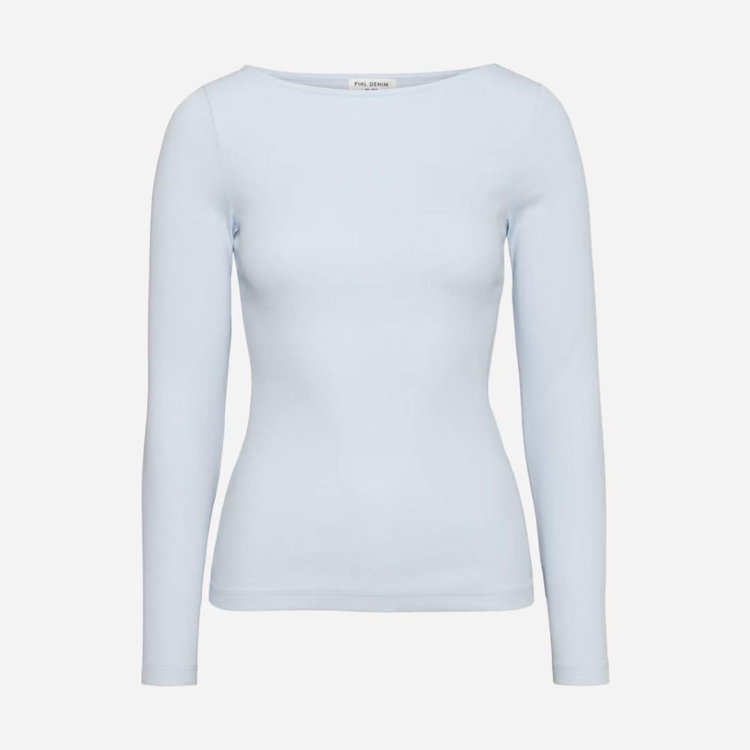 Petronella Rib Boatneck - Light Blue