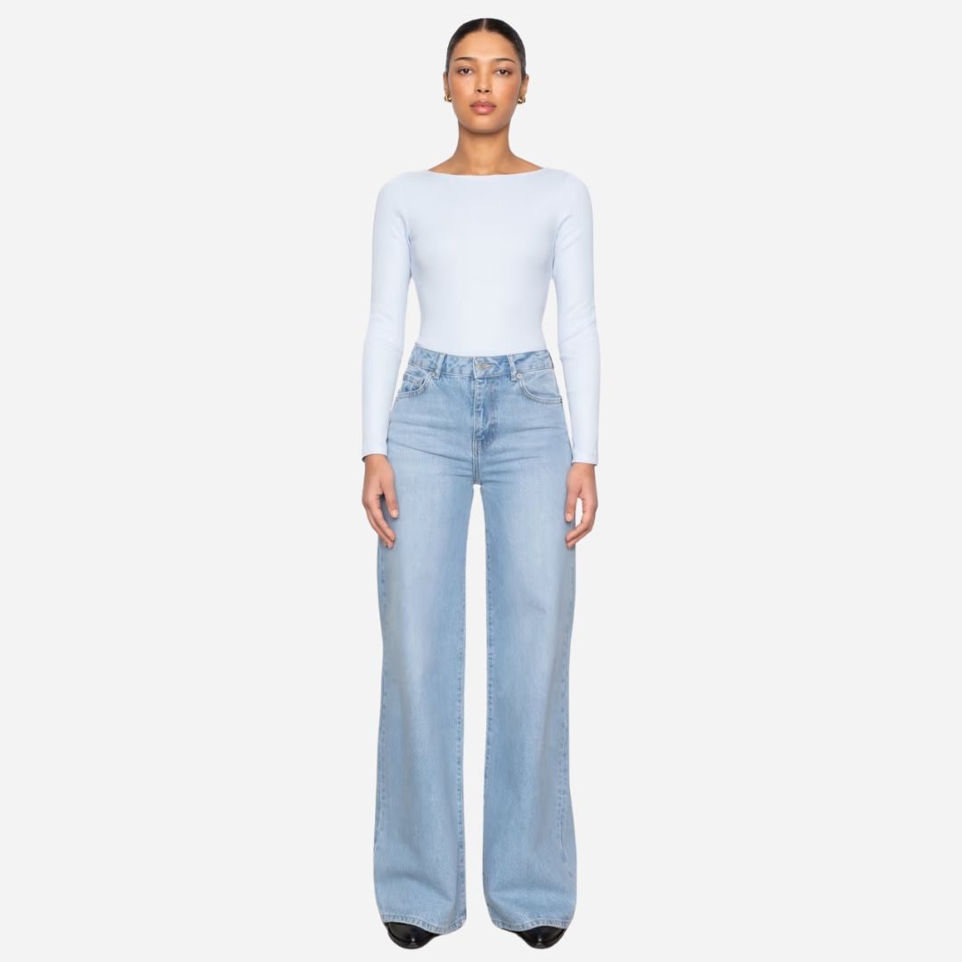 Petronella Rib Boatneck - Light Blue