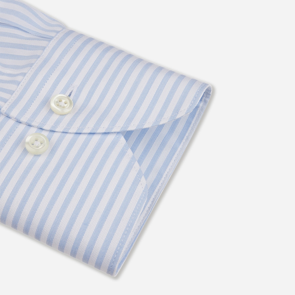 Fitted Body Twill Shirt - White-Blue Striped
