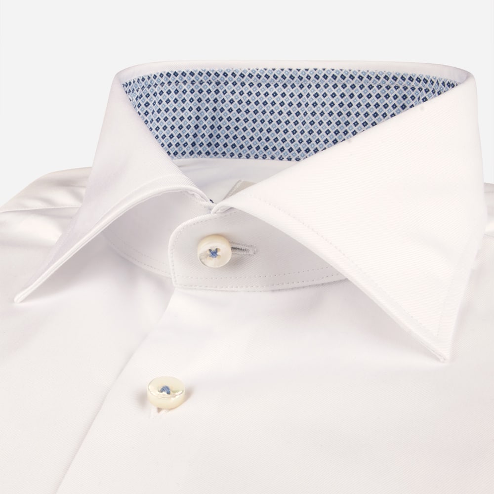 Fitted Body Contrast Twill Shirt - White